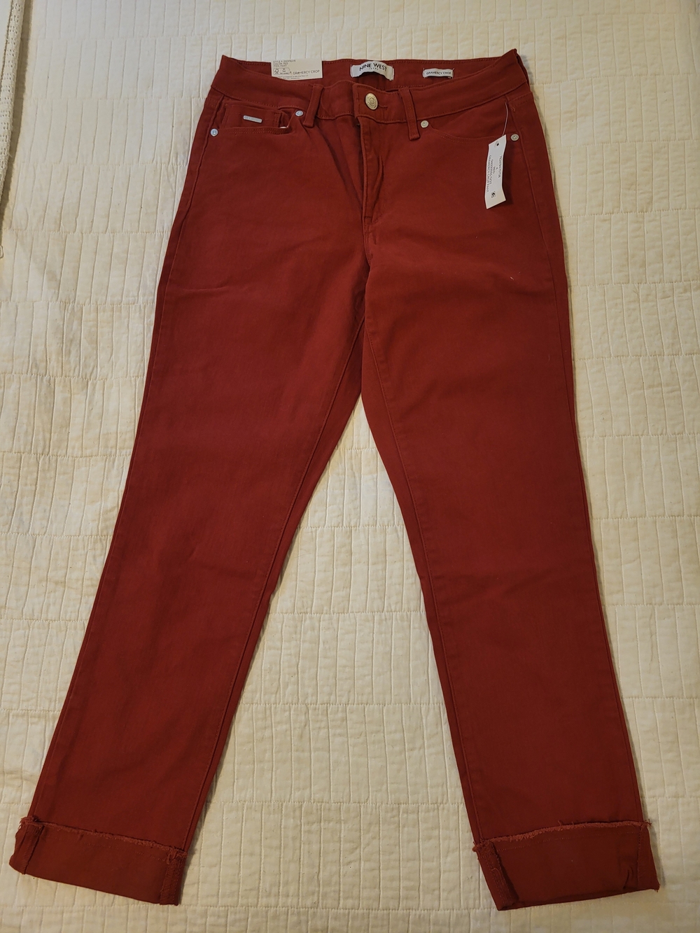 Nine West Rust Red Cropped Ankle Jeans